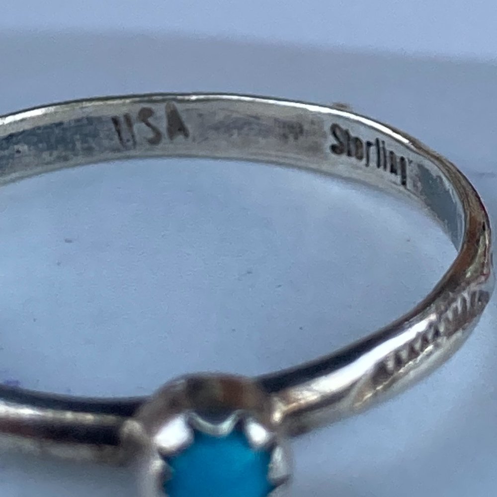 Vintage Stackable Tribal Made Tiny Turquoise Gem … - image 7